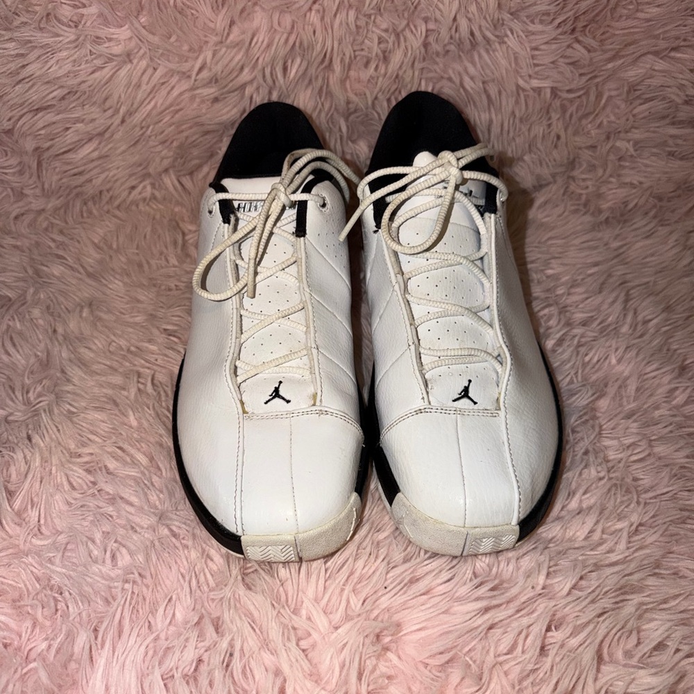 Jordan White and Black Low-Top Leather Sneakers
